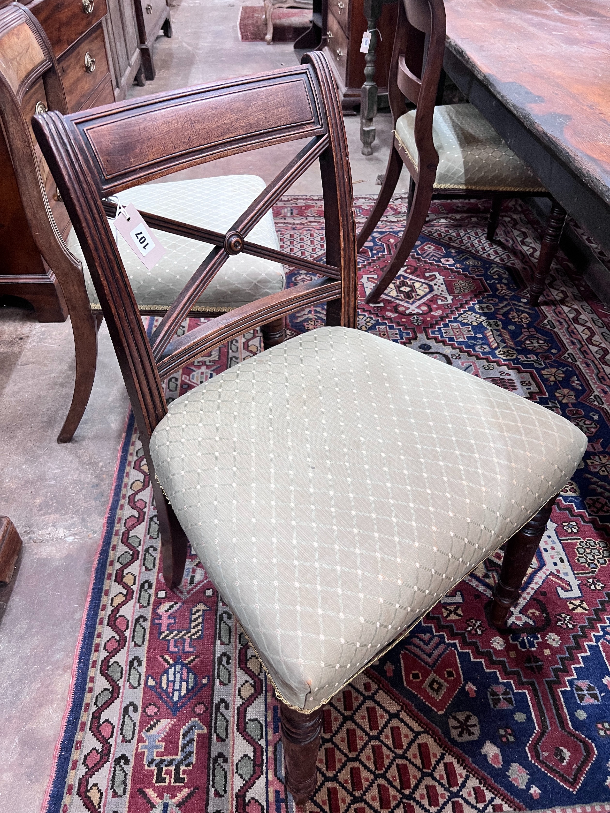 Three Regency mahogany dining chairs *Please note the sale commences at 9am.